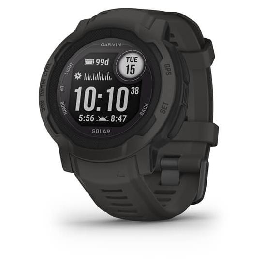 Garmin Instinct 2 Solar - 45 mm - Gris graphite - Montre sportive avec bracelet en silicone - Taille de poignet : 135-230 mm - Monochrome - 32 Mo - Bluetooth, ANT+ - 53 g