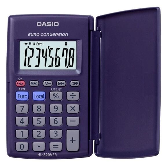 Casio Pocket Calculator, Basic, 8-Digit Display, Blue