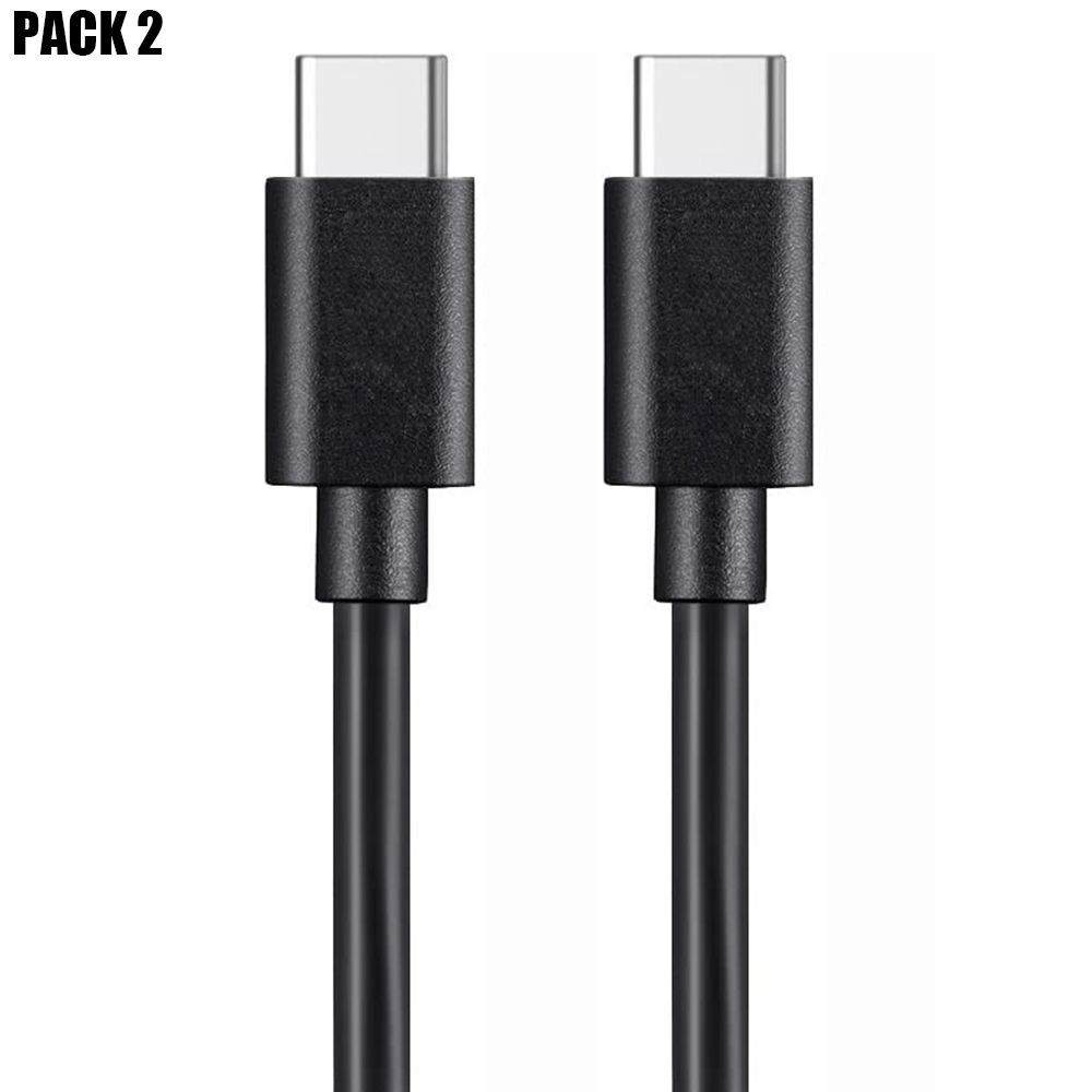 E.F.Connection USB-C to USB-C Cable for Samsung Galaxy A Series - Black - 1 Meter - Pack of 2