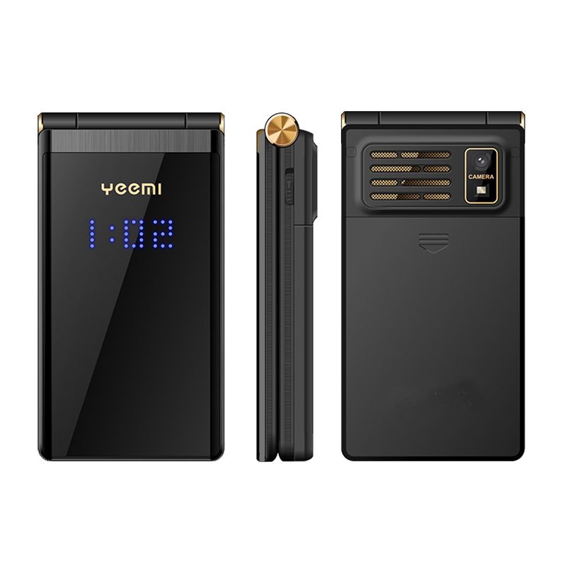 Yeemi M2 3G Flip Phone, 2.84-inch, 1800mAh Battery, Bluetooth, Torch, Dual SIM, Black