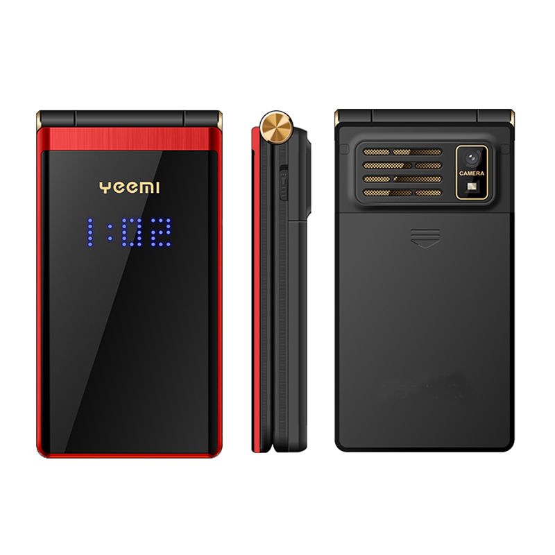 YEEMI M2+ 3G Foldable Phone, 2.84inch, 1800mAh, Torch, Bluetooth, FM, Dual SIM, Red
