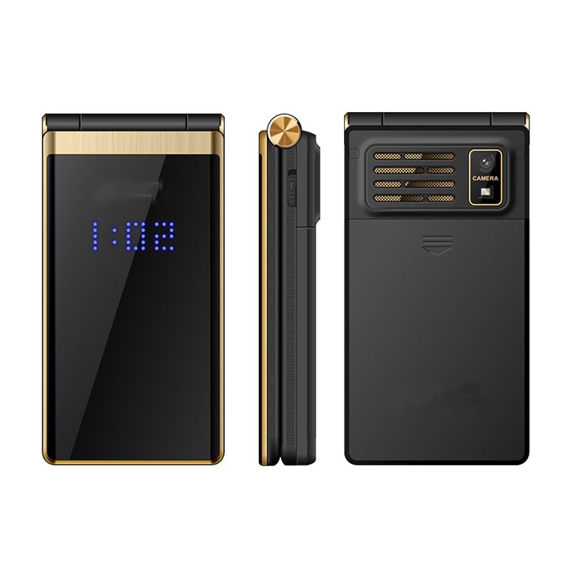 Téléphone pliable YEEMI M2 + 3G, 2,84 pouces, 1800 mAh, lampe de poche, Bluetooth FM, double carte SIM, or