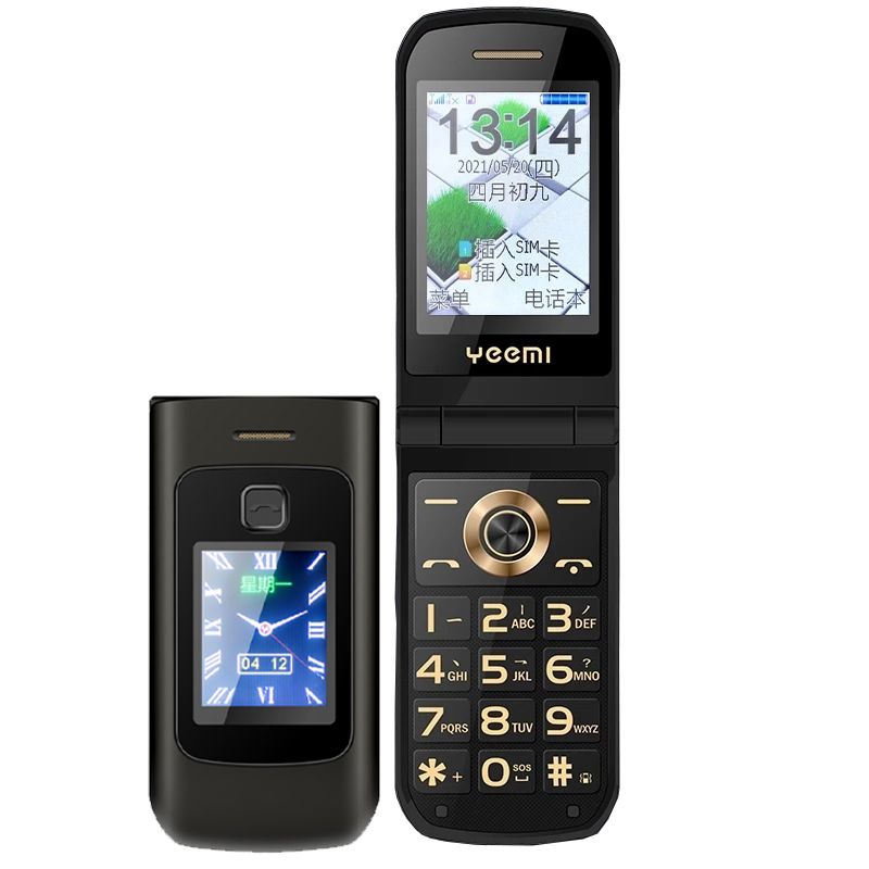 Téléphone pliable YEEMI K21+ 4G avec caméra Bluetooth, batterie 1200mAh, radio FM, lampe de poche, double carte SIM, noir