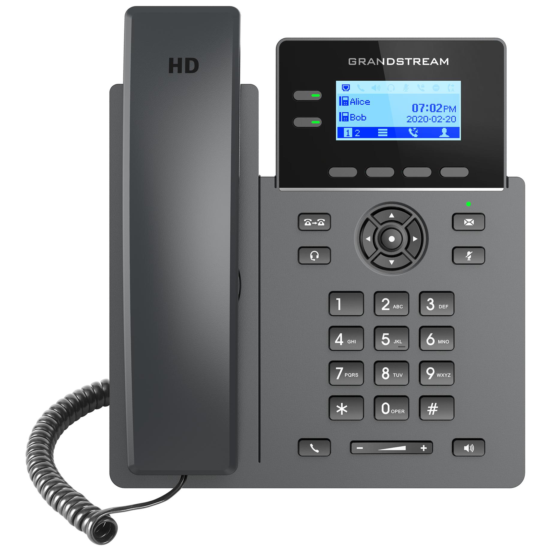 Grandstream Networks GRP2602P Fixed Phone, Black, 2 Lines, LCD Display
