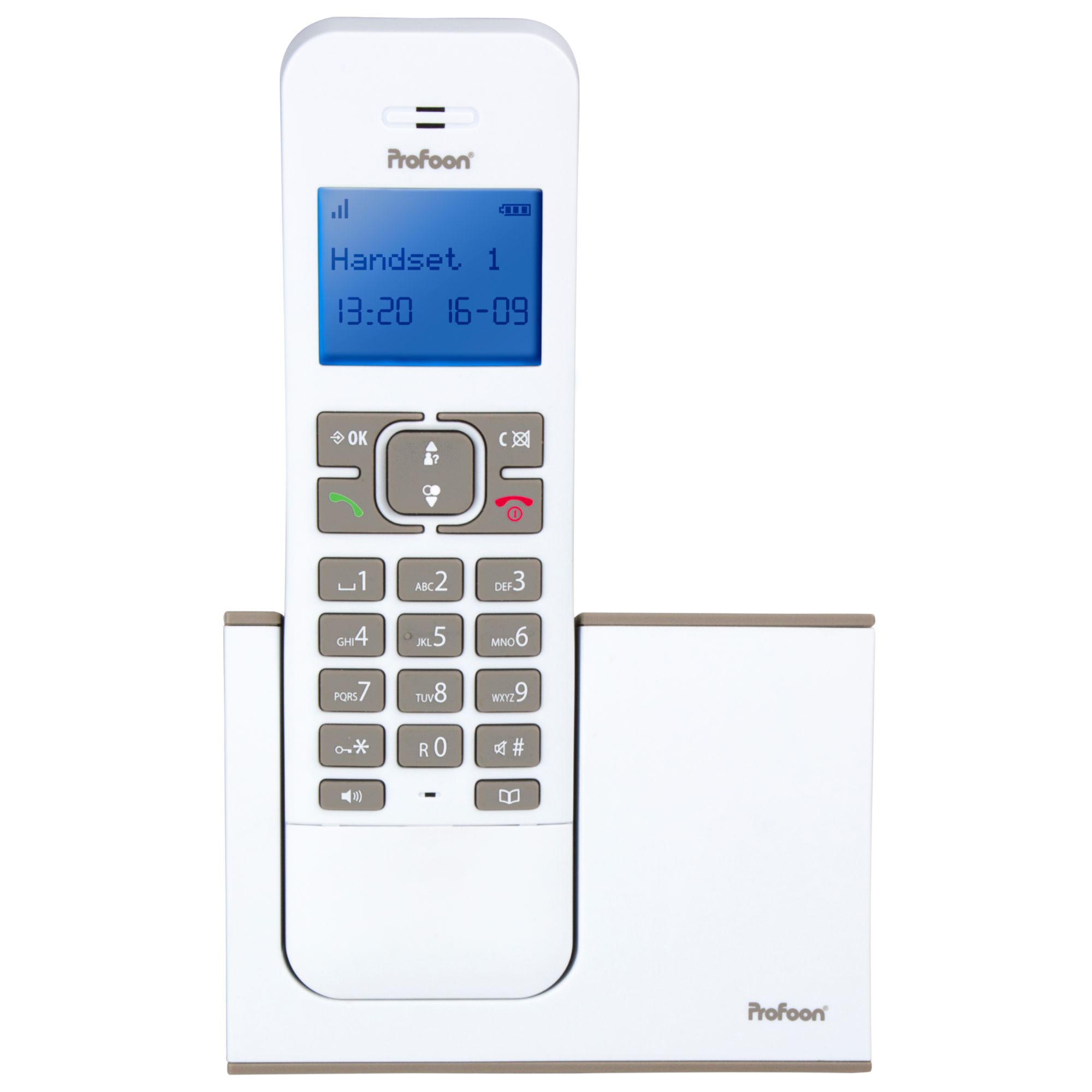 Profoon PDX-8400TE Wireless Fixed Phone - White-Taupe