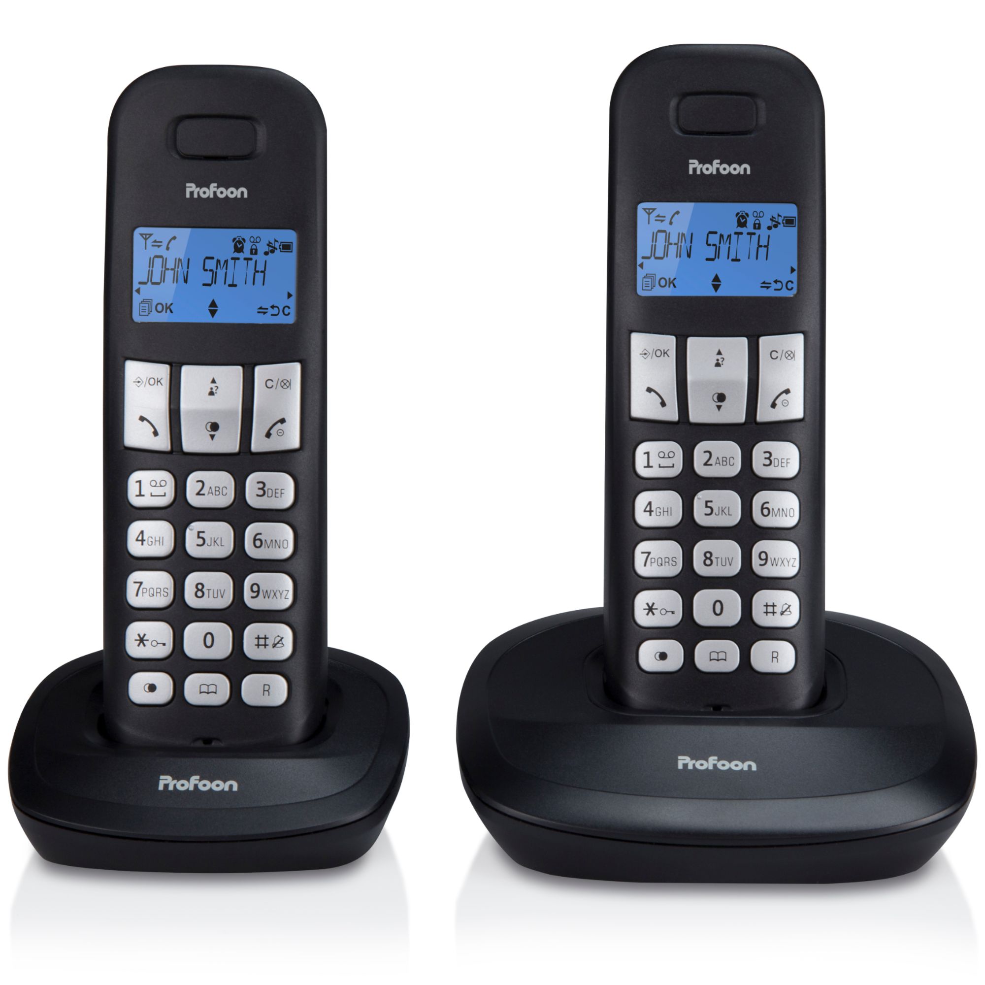Profoon PDX-1120 Cordless Phone, Black (2 Handsets)