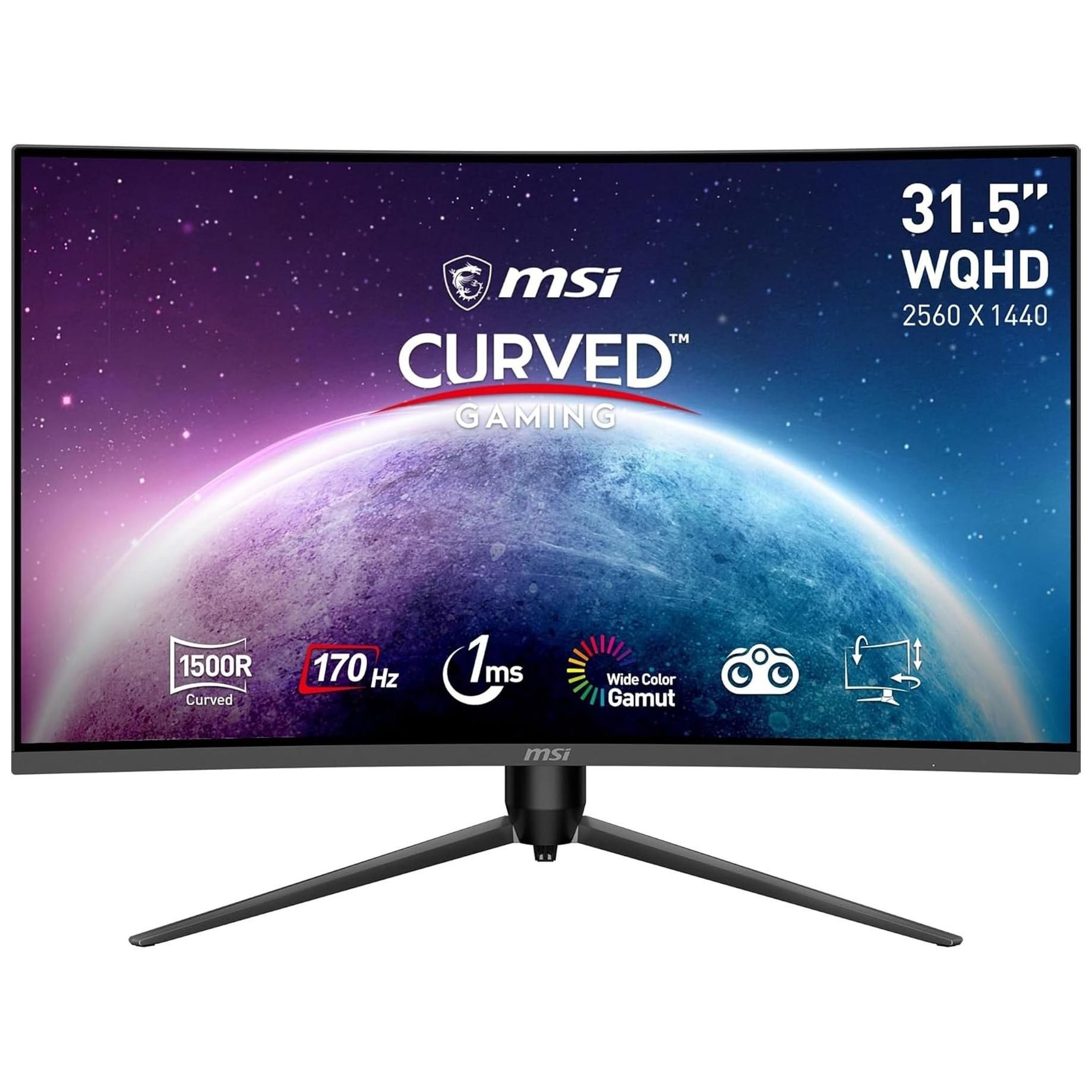 MSI G32CQ5P 31.5-inch LED QHD Gaming Monitor (170Hz, 2560x1440, Curved 1500R)