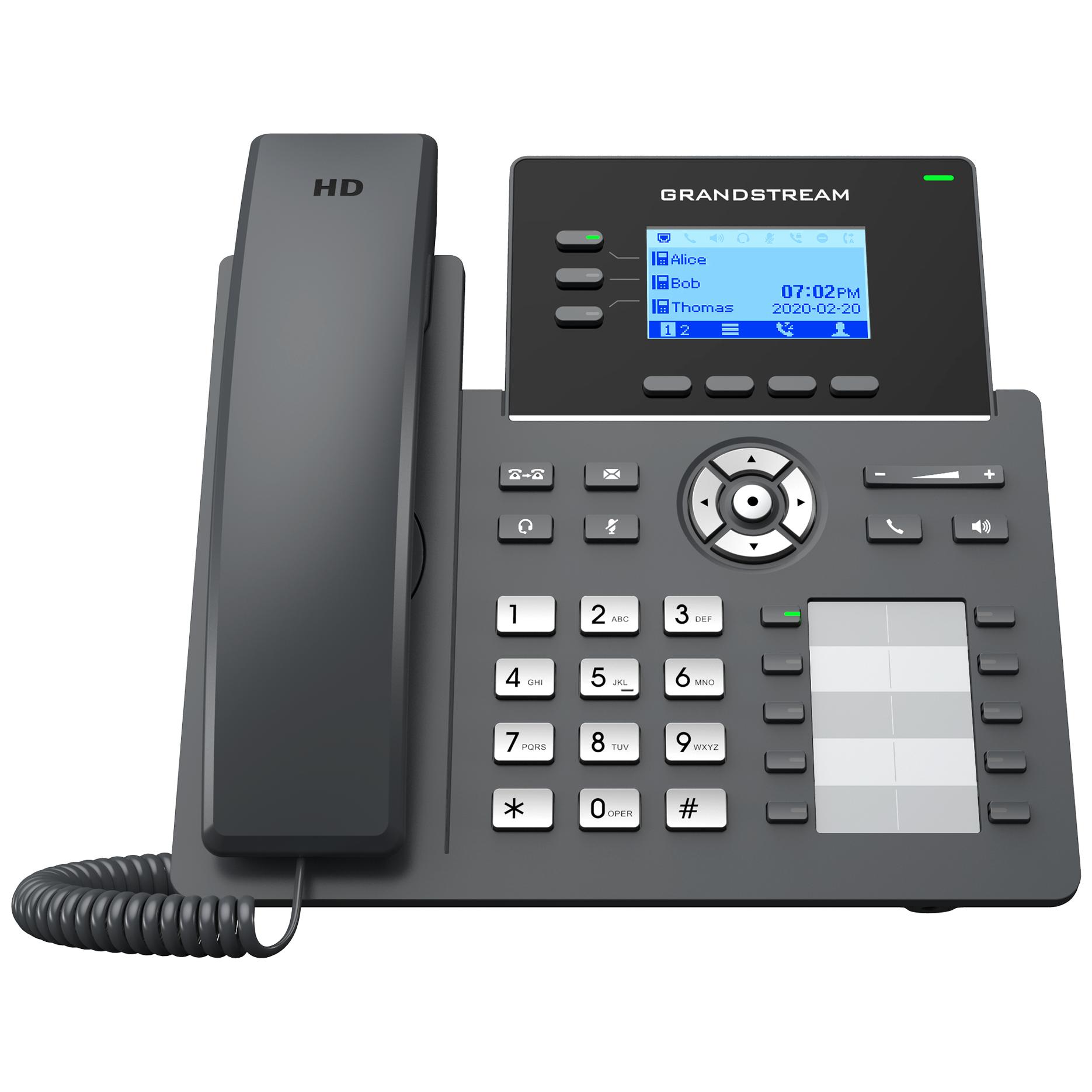 Grandstream Networks GRP2604P Fixed Phone, Black, 3 Lines, LCD Display