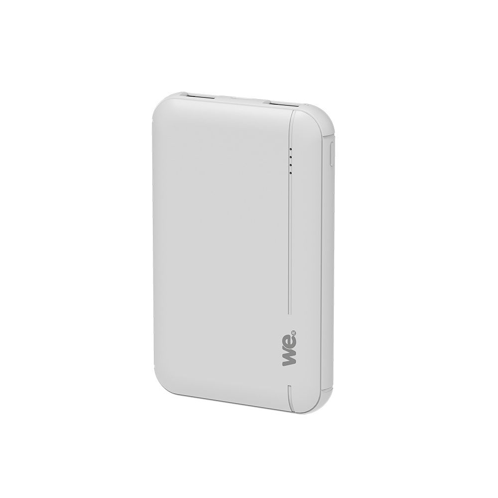 Batería portátil WE 5000 mAh - 2 puertos USB A - 5 V/2,1 A - Salida total 10,5 W - Blanco