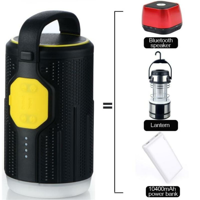 Linterna de campamento portátil Abest 10400 mAh altavoz Bluetooth - Amarillo