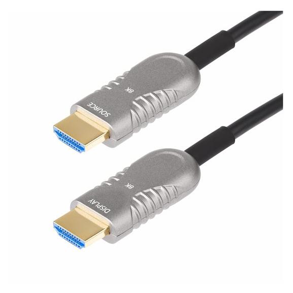 Cable óptico activo StarTech de 9,1 metros (AOC) - Compatibilidad con 8K60Hz, 4K 120Hz, cobre híbrido/fibra óptica negro