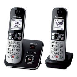 Panasonic Cordless Phone KX TG6862 (Twin DECT, Black & Silver)