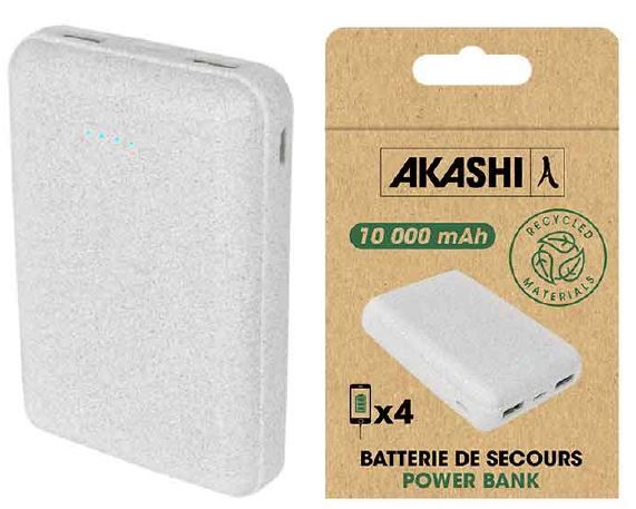 Batería de potencia Akashi - 10.000 mAh, Blanca