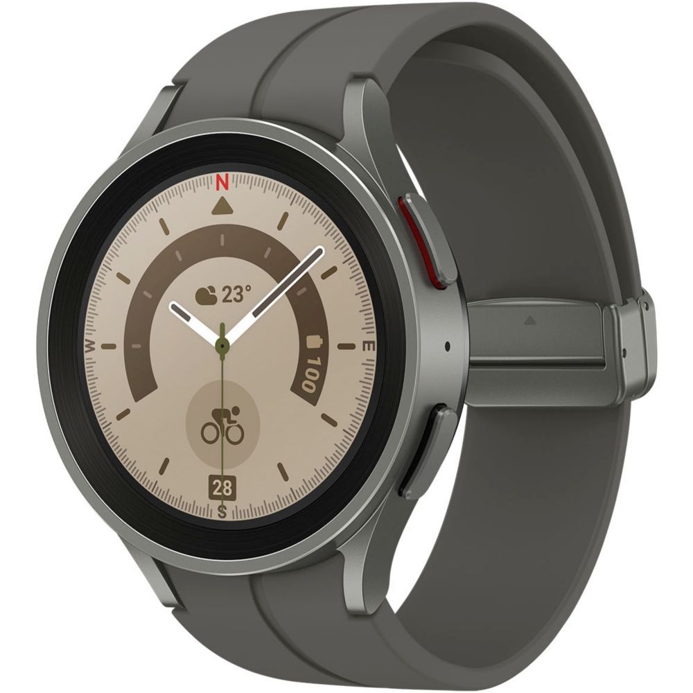 Samsung Galaxy Watch 5 Pro - 45mm - Grey Titanium - Sport Strap - 1.4" Display - 16GB - LTE, NFC, Wi-Fi, Bluetooth - 4G - 46.5g