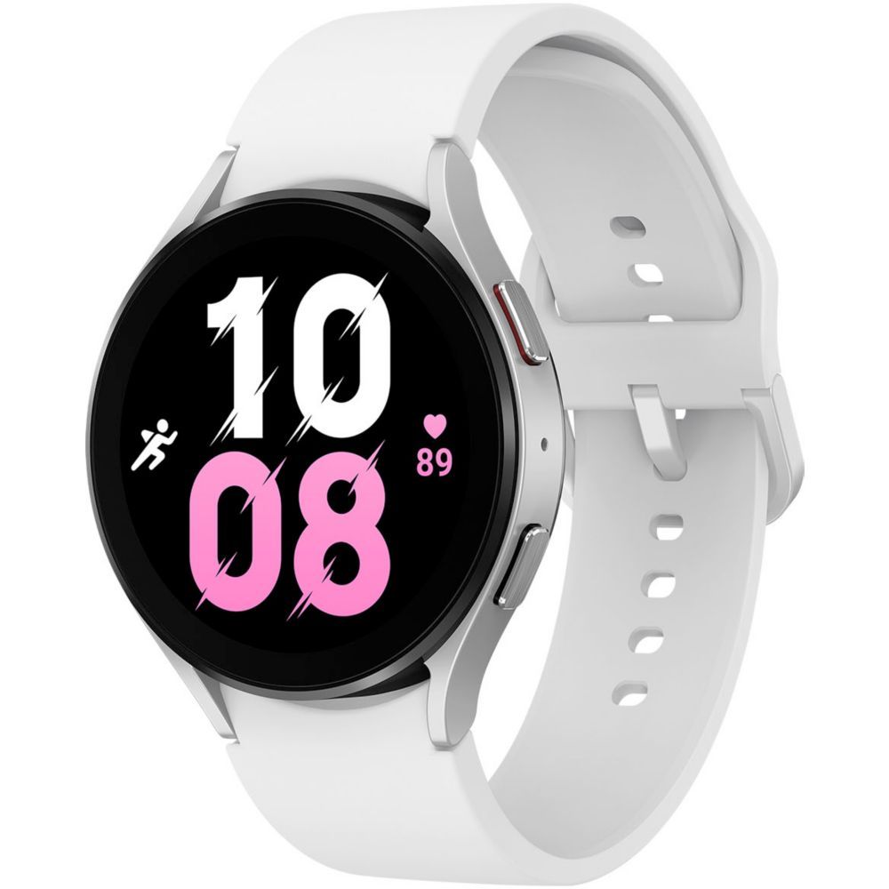 Samsung Galaxy Watch 5 - 44mm - Silver - Sport Band - White - 1.4" Display - 16GB - LTE, NFC, Wi-Fi, Bluetooth - 4G - 33.5g