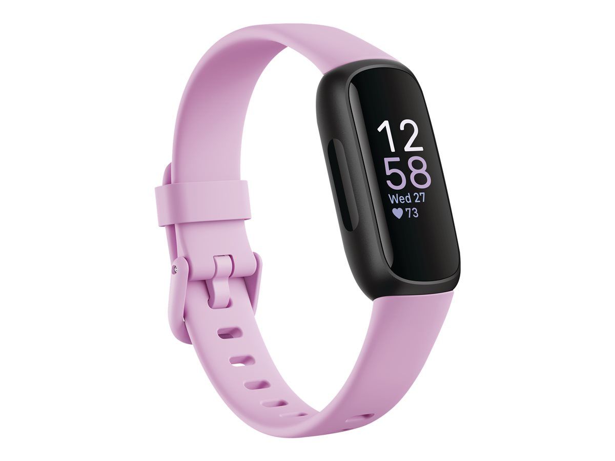 Fitbit Inspire 3 - Black - Activity Tracker with Watch Strap - Lilac Bliss - Wrist Size Up to 221mm - Bluetooth
