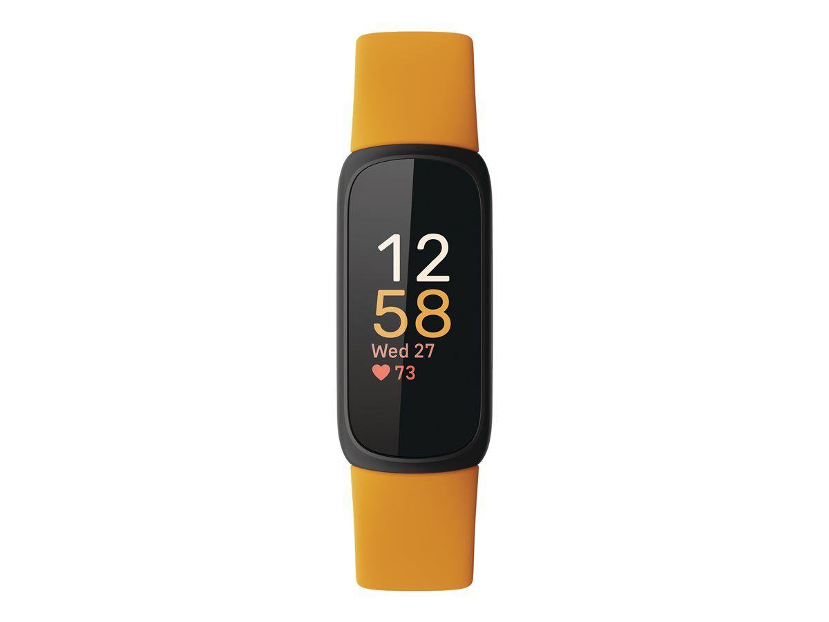Fitbit Inspire 3 - Black - Activity Tracker with Wristband - Silicone - Orange - Size: Up to 221mm - Bluetooth - Morning Light