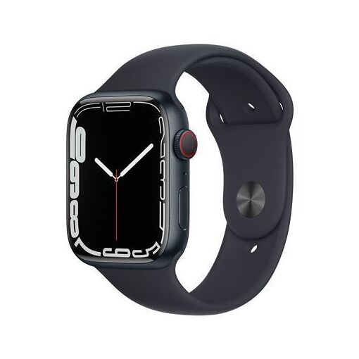 Apple Watch Serie 7 GPS + Celular, caja de aluminio medianoche de 45 mm con pulsera deportiva medianoche
