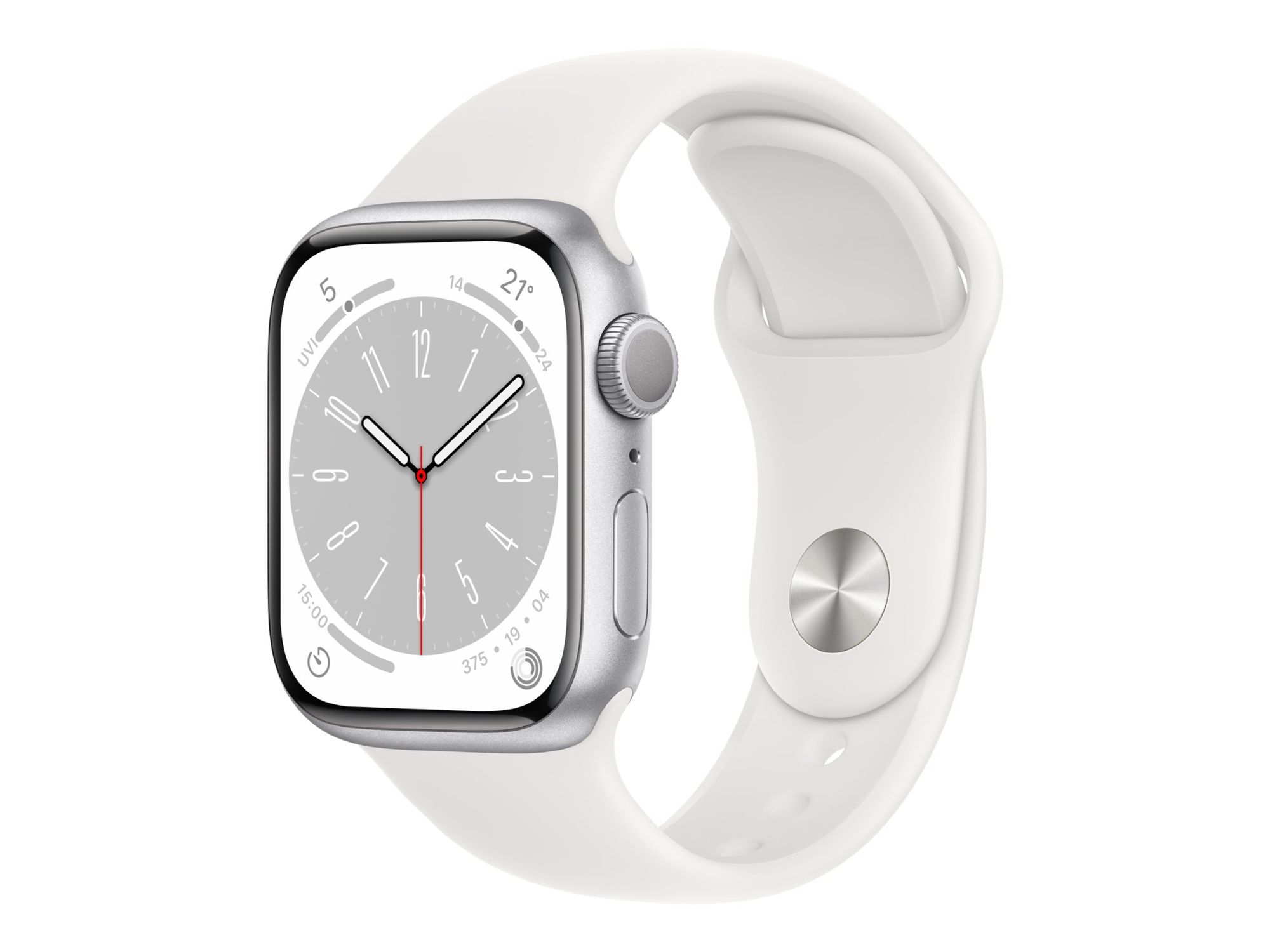 Apple Watch Series 8 (GPS) - 41mm Aluminum Silver Case with Sport White Band