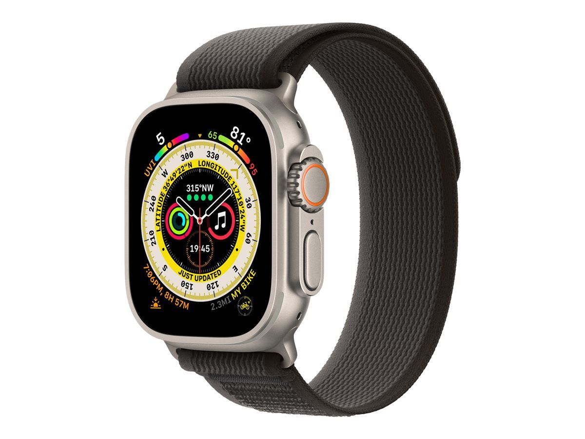 Apple Watch Ultra - 49mm Titanium Case with Nylon Black/Grey Strap (M/L)