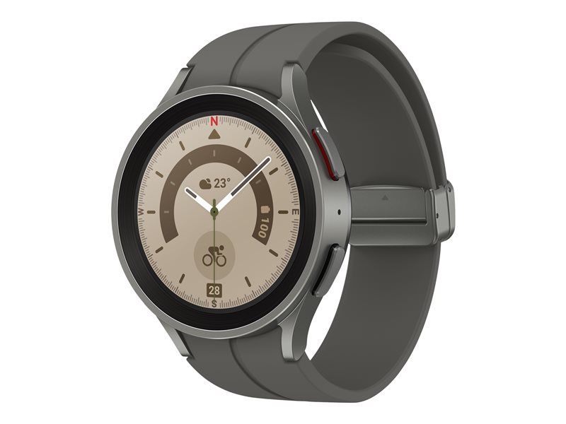 Samsung Galaxy Watch 5 Pro - 45mm - Titan Grey - Sport Strap - 1.4" Display - 16GB - LTE, NFC, Wi-Fi, Bluetooth - 4G - 46.5g