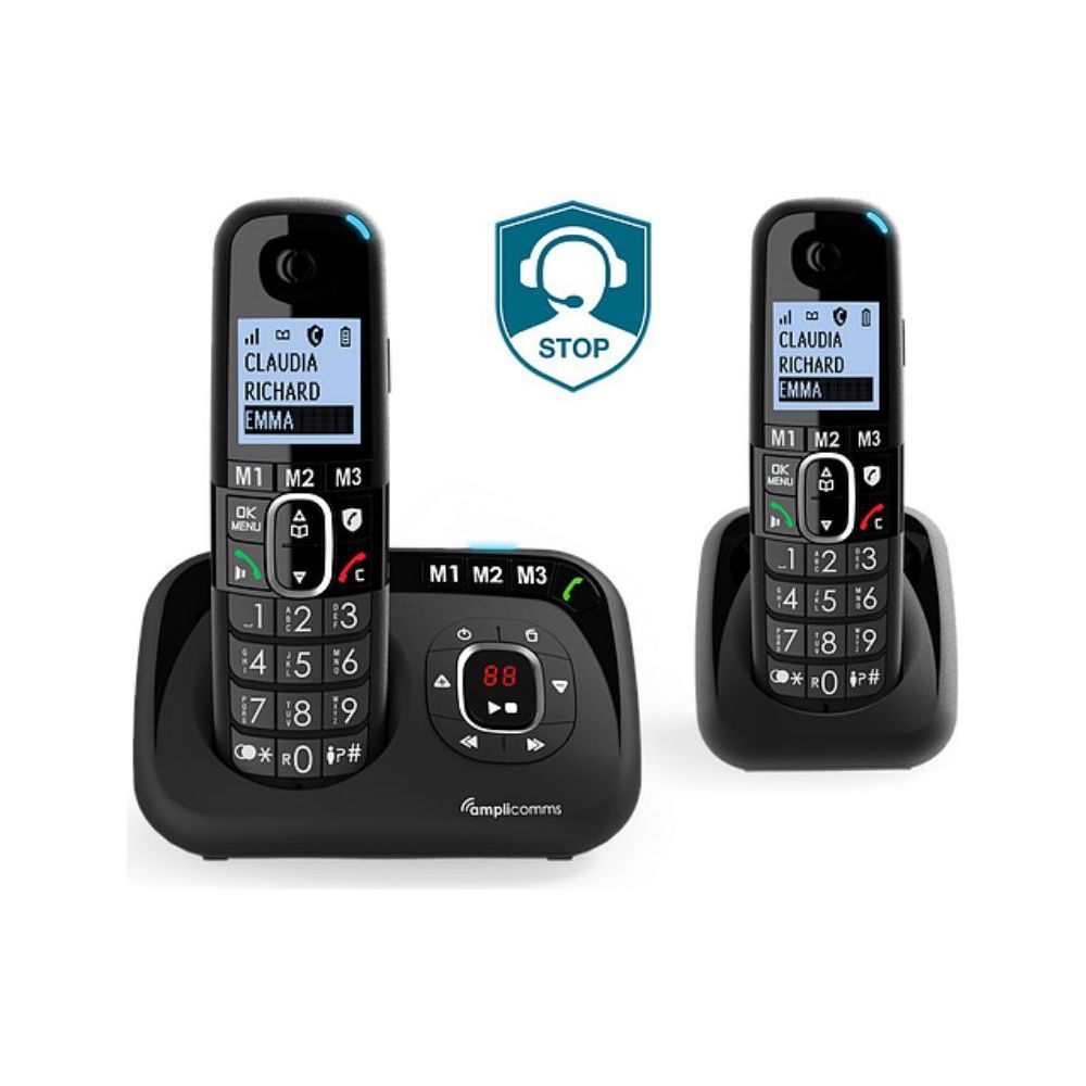 Teléfono fijo Amplicomms DUO con contestador automático BigTel 1580