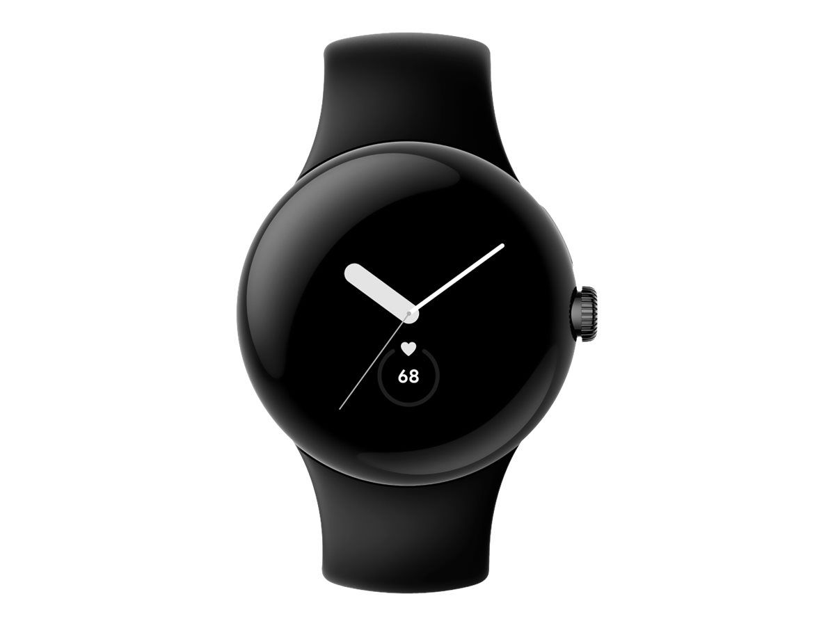 Google Pixel Watch, 41mm, Matte Black, Active Strap, Fluoroelastomer, Obsidian, L Bracelet Size, 32GB, Wi-Fi, NFC, Bluetooth, 4G, 36g