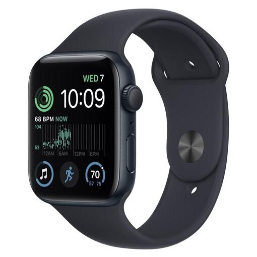 Apple Watch SE GPS 2e génération - 44 mm - Aluminium minuit - Bracelet sport - Fluoroélastomère - Minuit - Taille de bracelet normale - 32 Go - Wi-Fi, Bluetooth