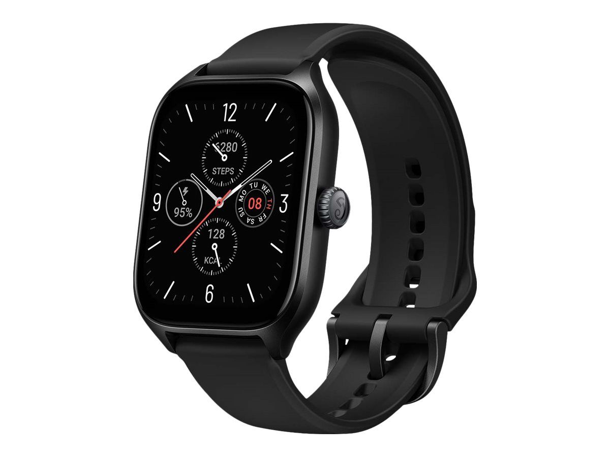 Amazfit GTS 4 - Aluminum Alloy Smartwatch with Rubber Strap - Infinity Black - Wrist Size: 140-200mm - 1.75" Display - Wi-Fi, Bluetooth - 27g