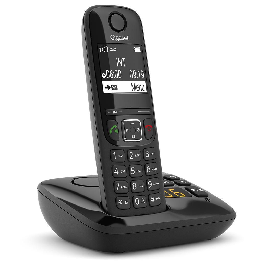 Gigaset AS690A Analog/DECT Phone with Caller ID, Black