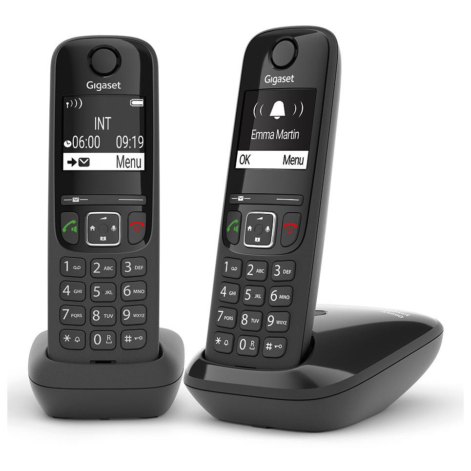 Gigaset AS690 Duo Analog/DECT Phone - Black