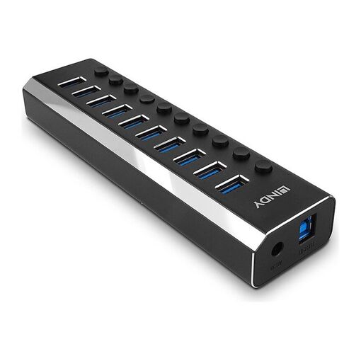 Concentrateur Lindy 10 ports SuperSpeed USB 3.0 avec interrupteurs d'alimentation