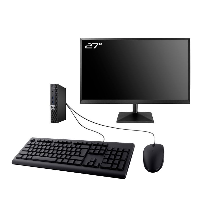 Dell Optiplex 3040 Ultra-Slim Desktop PC - 27" Monitor, Intel Pentium G4400T, 8GB RAM, 2TB SSD, WiFi