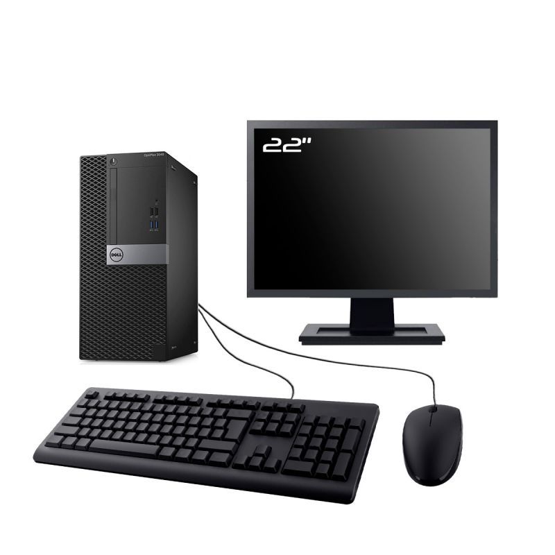Dell Optiplex 3040 MT Desktop PC - 22" Screen, Intel G4400, 8GB RAM, 240GB SSD, Windows 11