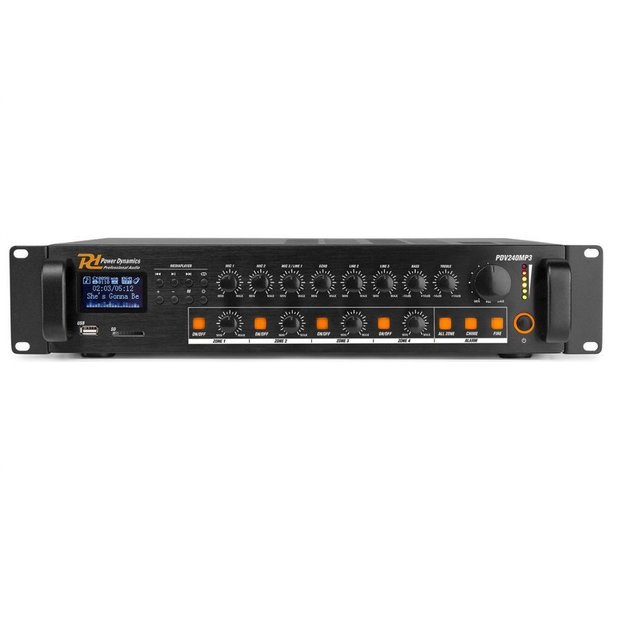 Monacor 4-Zone Amplifier Mixer, 100V, Black (952.071)