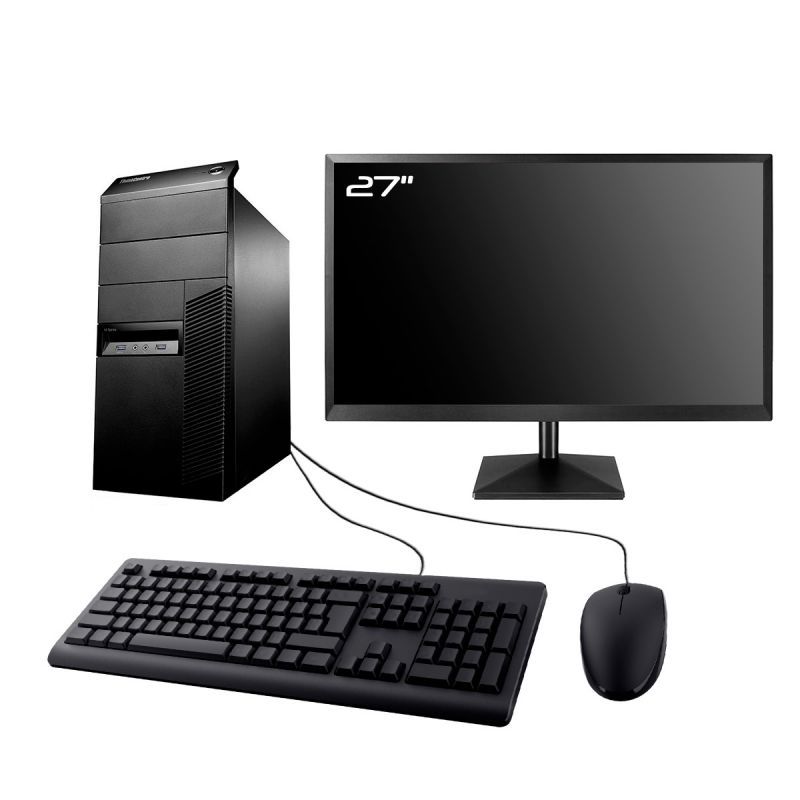 Lenovo M93p Tower PC - 27" Screen, Intel i3-4130, 8GB RAM, 2TB SSD, Win11