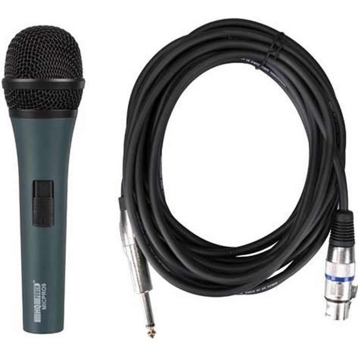 Microphone dynamique professionnel HQ POWER Noir avec étui