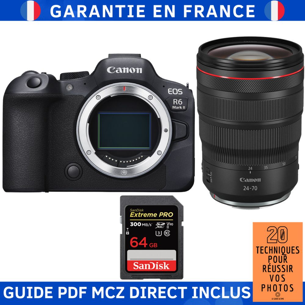 Canon EOS R6 Mark II + RF 24-70mm f/2.8 L IS USM Lens + 1 SanDisk 64GB Extreme PRO UHS-II SDXC Card