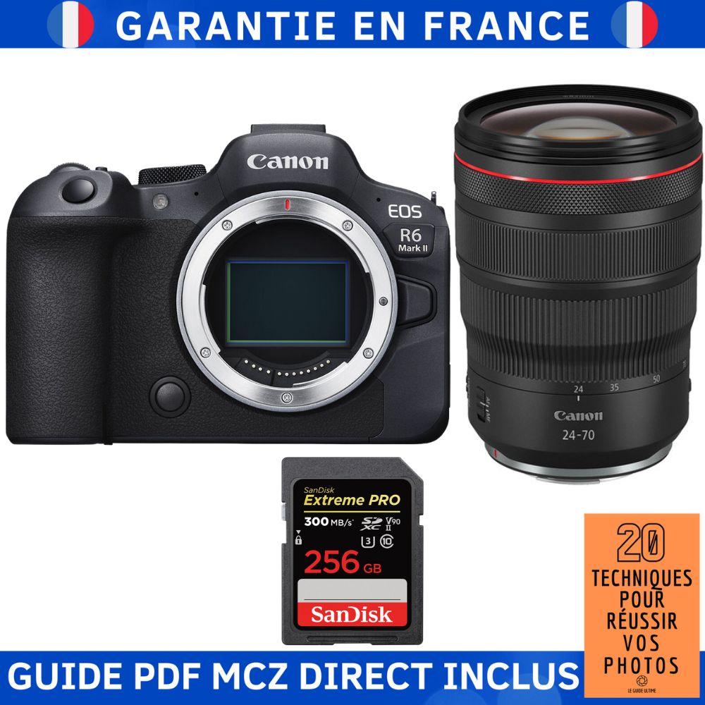Canon EOS R6 Mark II + RF 24-70mm f/2.8 L IS USM + 1 SanDisk 256GB Extreme PRO UHS-II SDXC 300MB/s + Guide PDF MCZ DIRECT '20 TECHNIQUES POUR RÉUSSIR VOS PHOTOS
