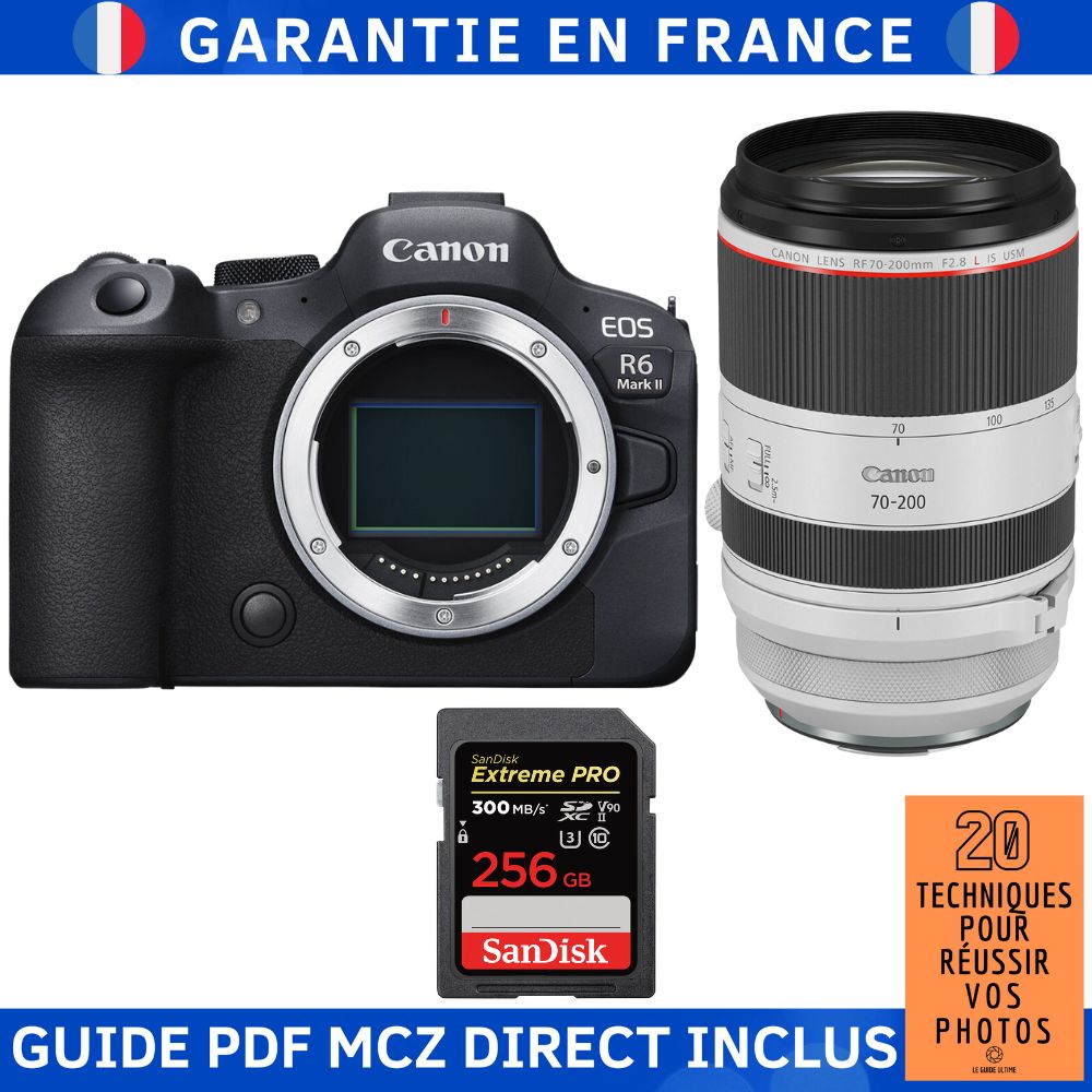 Canon EOS R6 Mark II + RF 70-200mm f/2.8 L IS USM + 1 SanDisk 256GB Extreme PRO UHS-II SDXC 300MB/s Memory Card + '20 Techniques for Success in Photography Guide