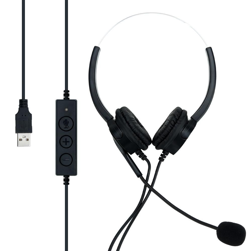 Cadorabo USB Headset - Noise-Cancelling Headphone for PC, Laptop, Gaming & Music