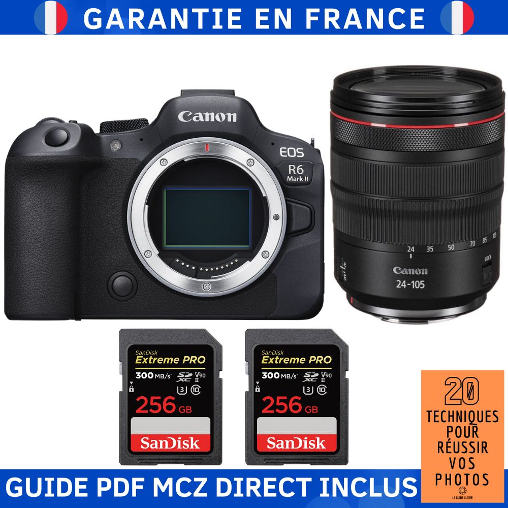 Canon EOS R6 Mark II + RF 24-105mm f/4 L IS USM + 2 SanDisk 256GB Extreme PRO UHS-II SDXC 300MB/s