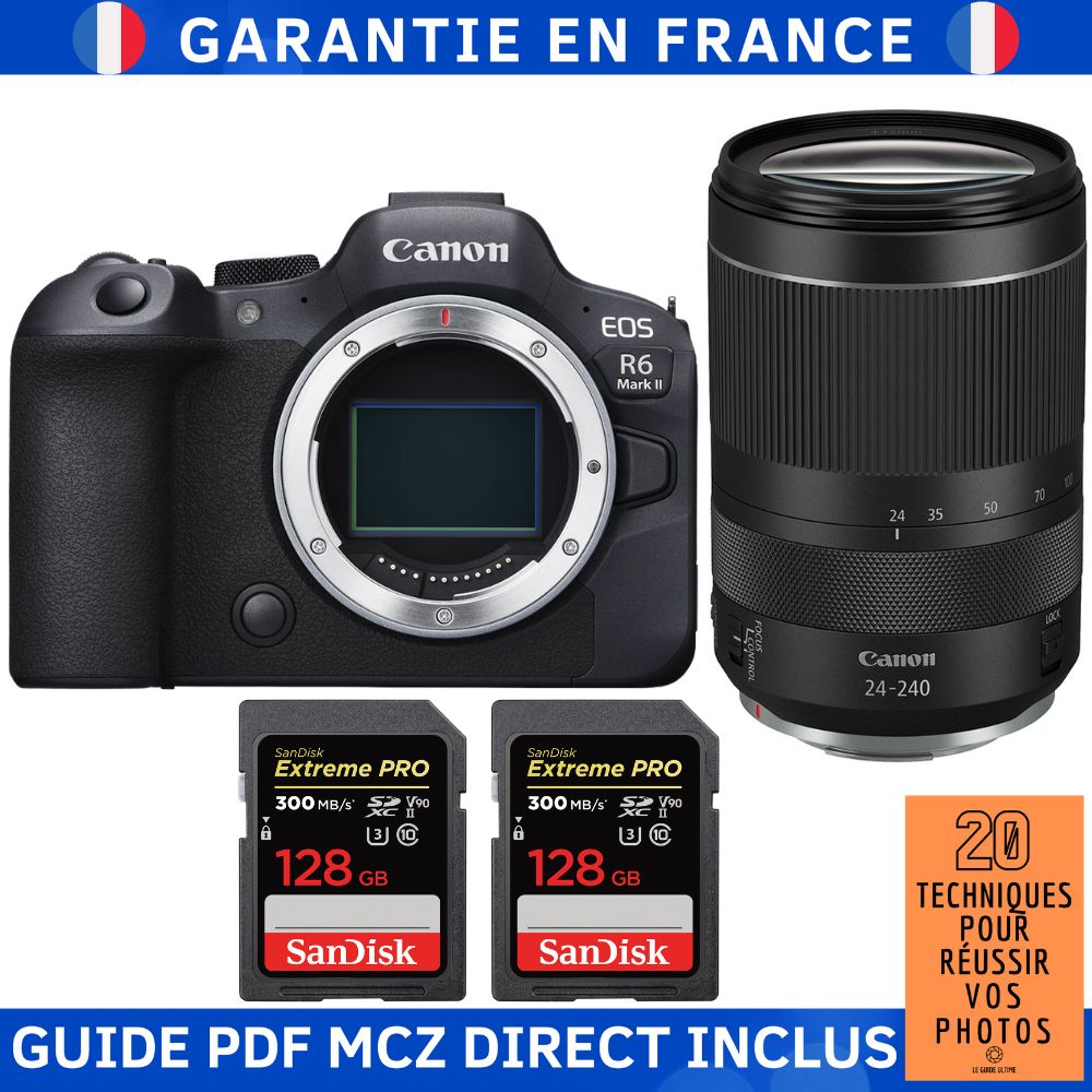 Canon EOS R6 Mark II Camera Kit with RF 24-240mm Lens and Sandisk SD Cards