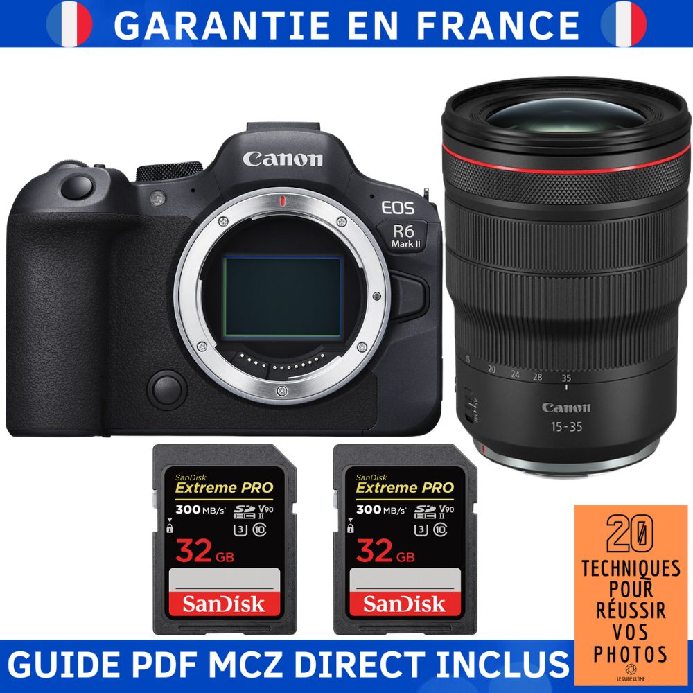 Canon EOS R6 Mark II + RF 15-35mm f/2.8 L IS USM + 2 SanDisk 32GB Extreme PRO UHS-II SDXC 300MB/s Memory Cards