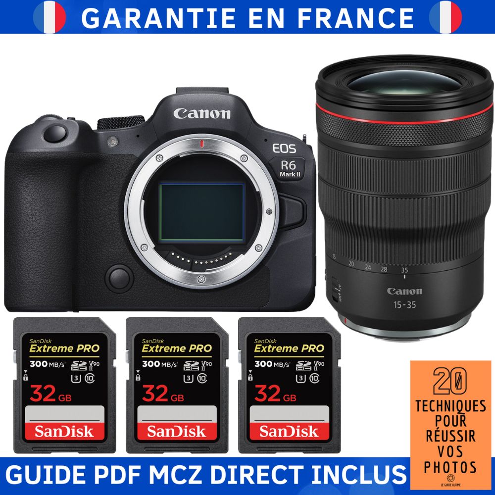 Canon EOS R6 Mark II + RF 15-35mm f/2.8 L IS USM + 3 SanDisk 32GB Extreme PRO UHS-II SDXC 300MB/s Memory Cards