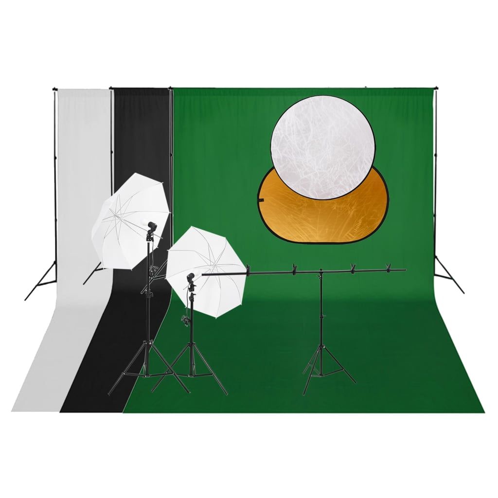 VIDAXL Studio Photo Kit with Lighting Background and Reflector