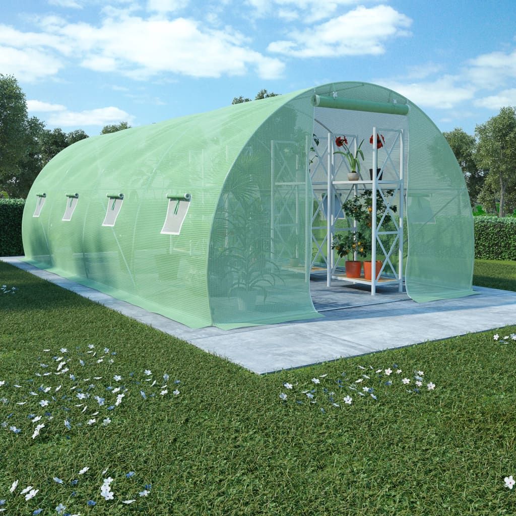 VIDAXL Garden Greenhouse Kit with Lighting and Background Screen