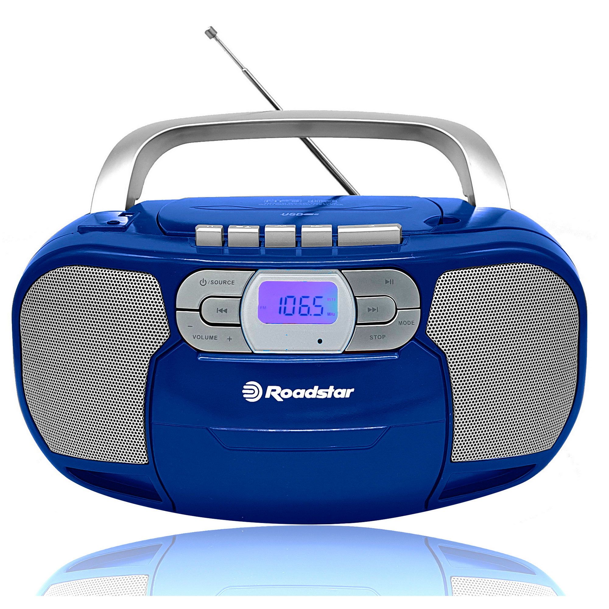 Reproductor de radio digital FM y cassette portátil, Roadstar RCR-4635UMPBL