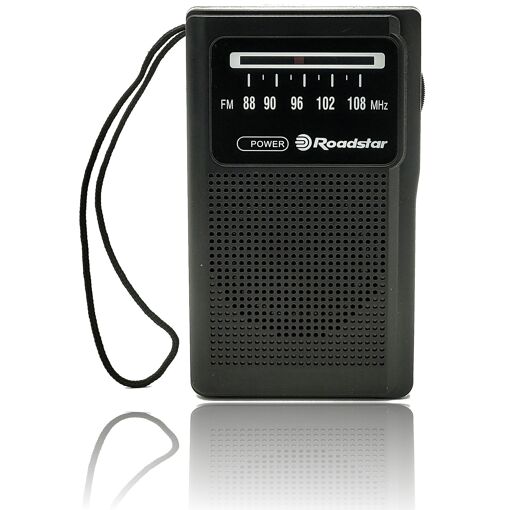 Radio portable Roadstar FM analogique, alimentée par piles, prise casque petite, noire, TRA-1230BK