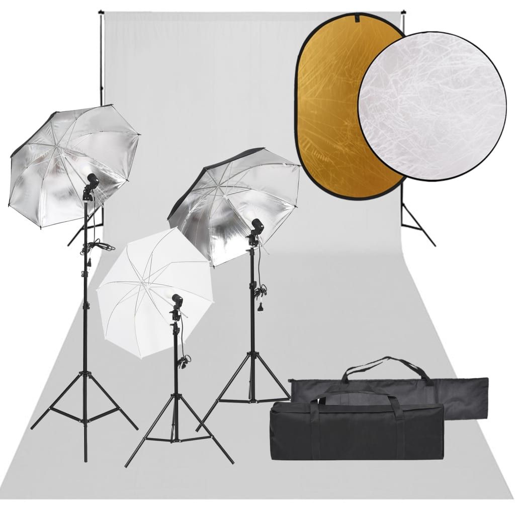 VIDAXL Studio Photography Kit with Lighting Background and Reflector